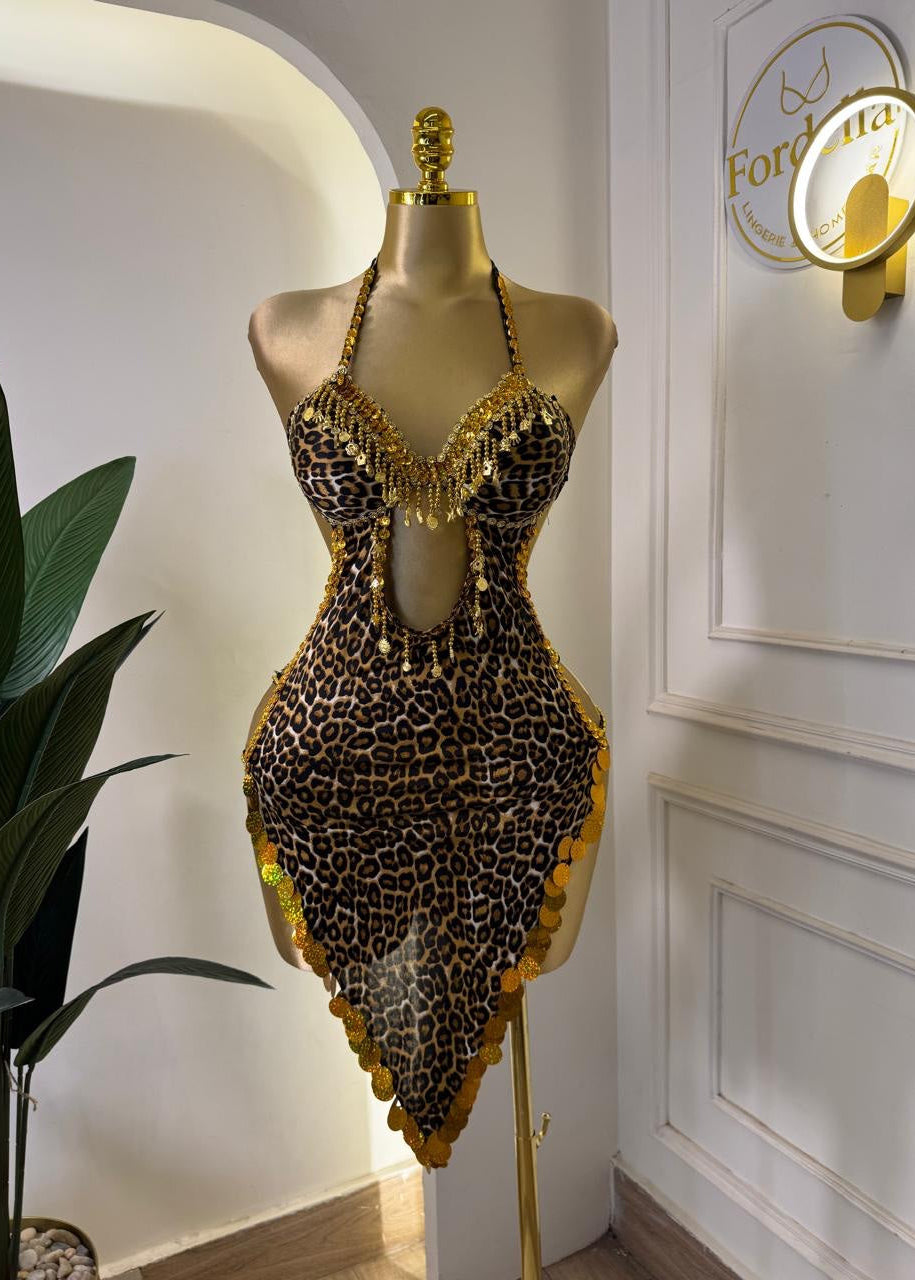 Léopard Sauvage Or : Tenue Lingerie et Danse