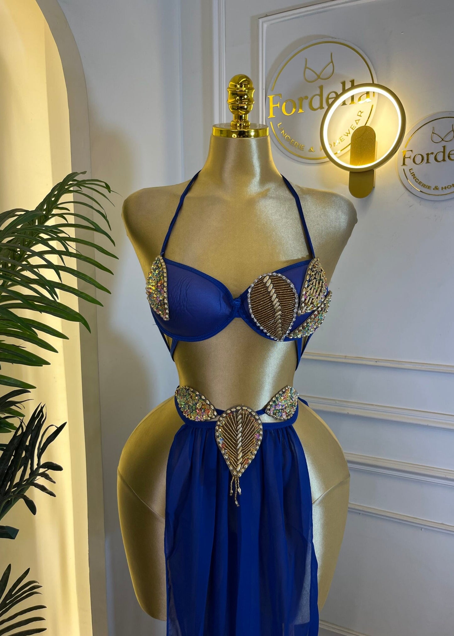 Saphir Égyptien Bleu Costume de Danse Orientale