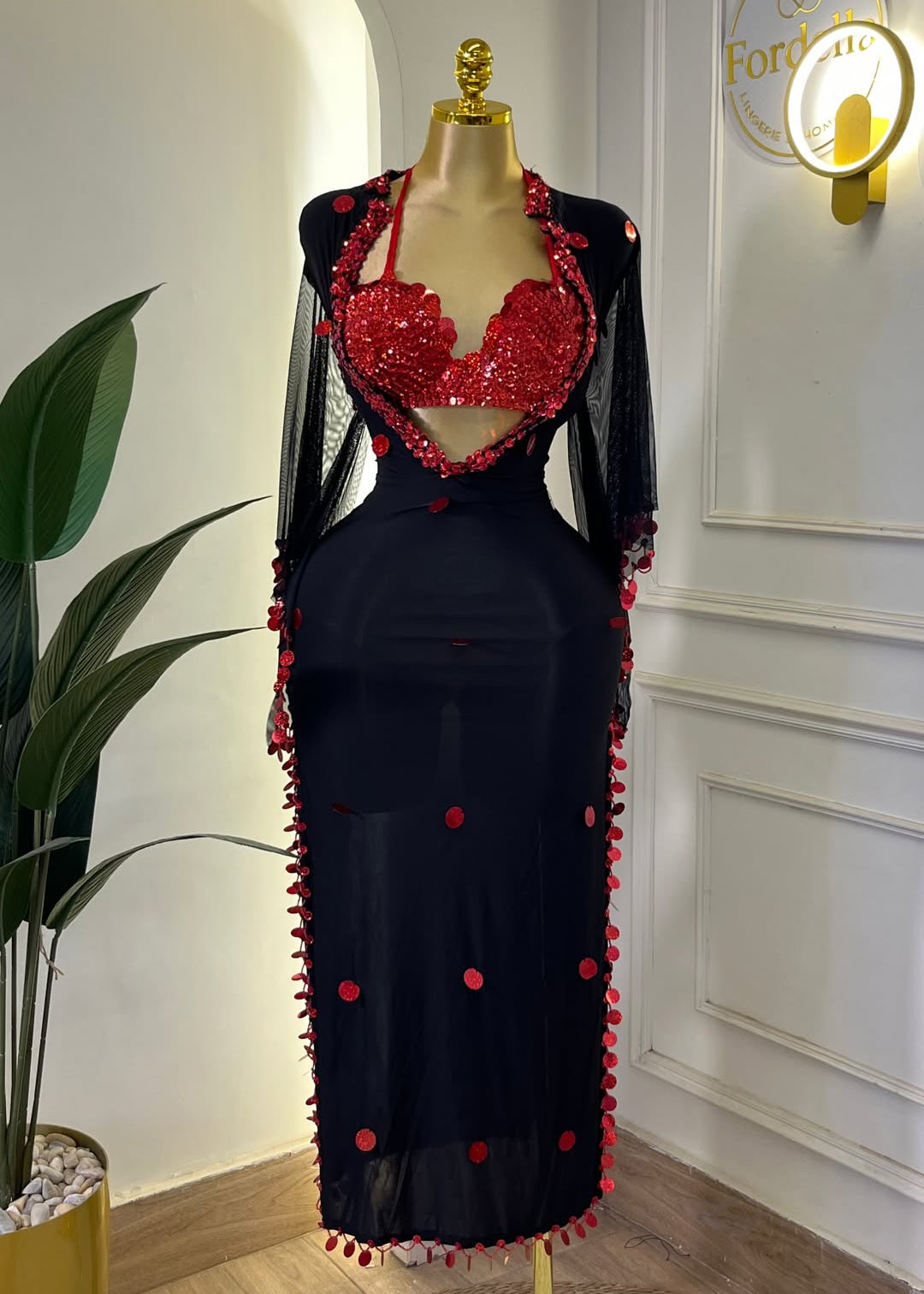 Flamme Noir et Rouge (3 Pièces) : Tenue de Danse Orientale