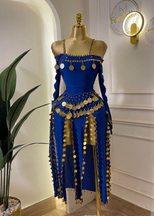 Rubis Impérial Bleu Tenue de Danse Orientale