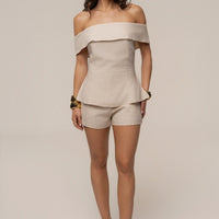 « Douceur Naturelle » — Ensemble Short Bustier, Naturel