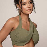 « Ère Nouvelle » — Ensemble Jupe Longue Fendue, Vert Olive