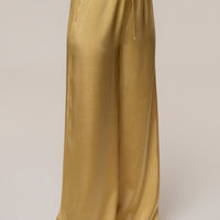 « Brise de Laguna » — Ensemble Pantalon Large Satiné, Jaune