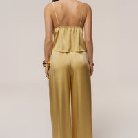 « Brise de Laguna » — Ensemble Pantalon Large Satiné, Jaune