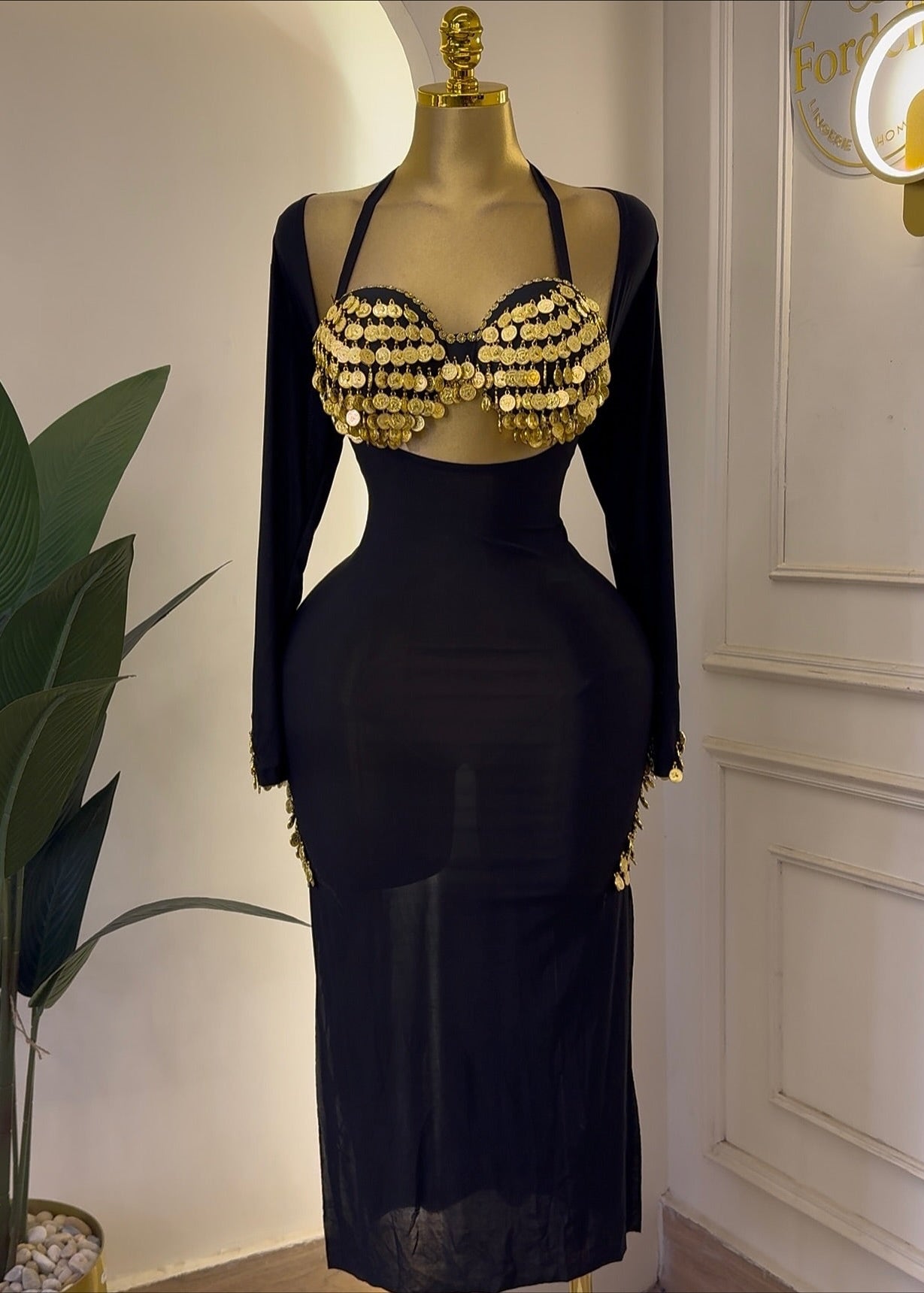 Midnight Or Noire (2 Pièces) : Tenue Danse et Lingerie Sexy