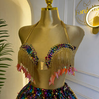 Disco Fever Multicolore : Costume de Danse Orientale