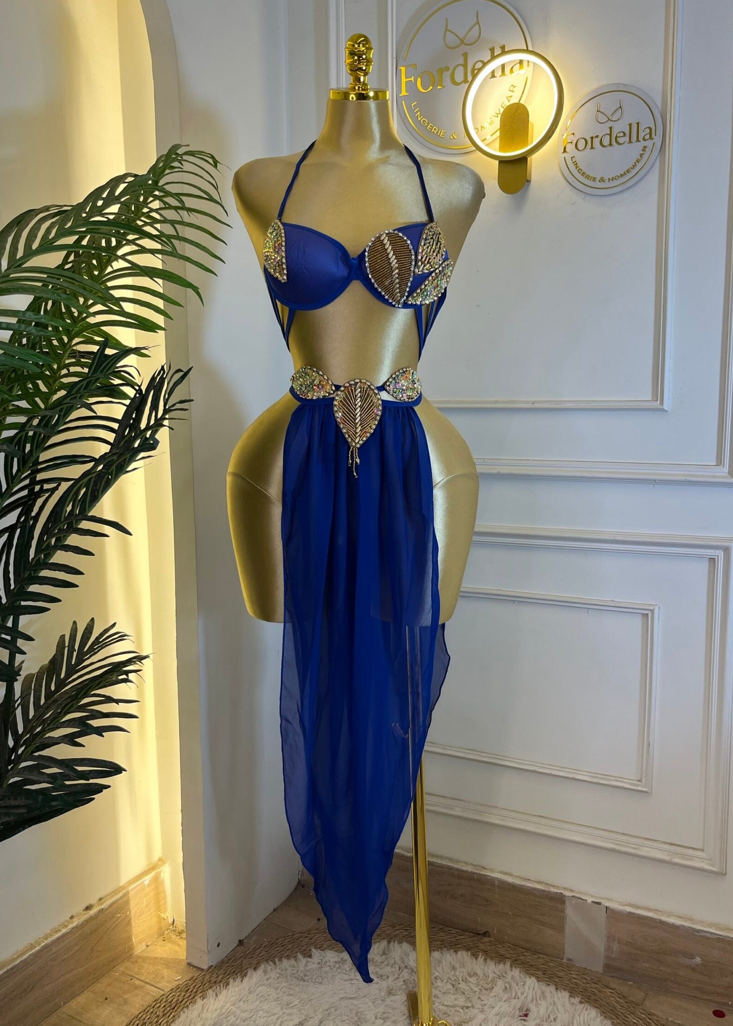 Saphir Égyptien Bleu Costume de Danse Orientale