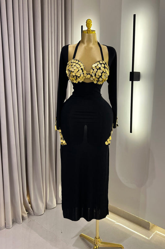 Midnight Or Noire (2 Pièces) : Tenue Danse et Lingerie Sexy